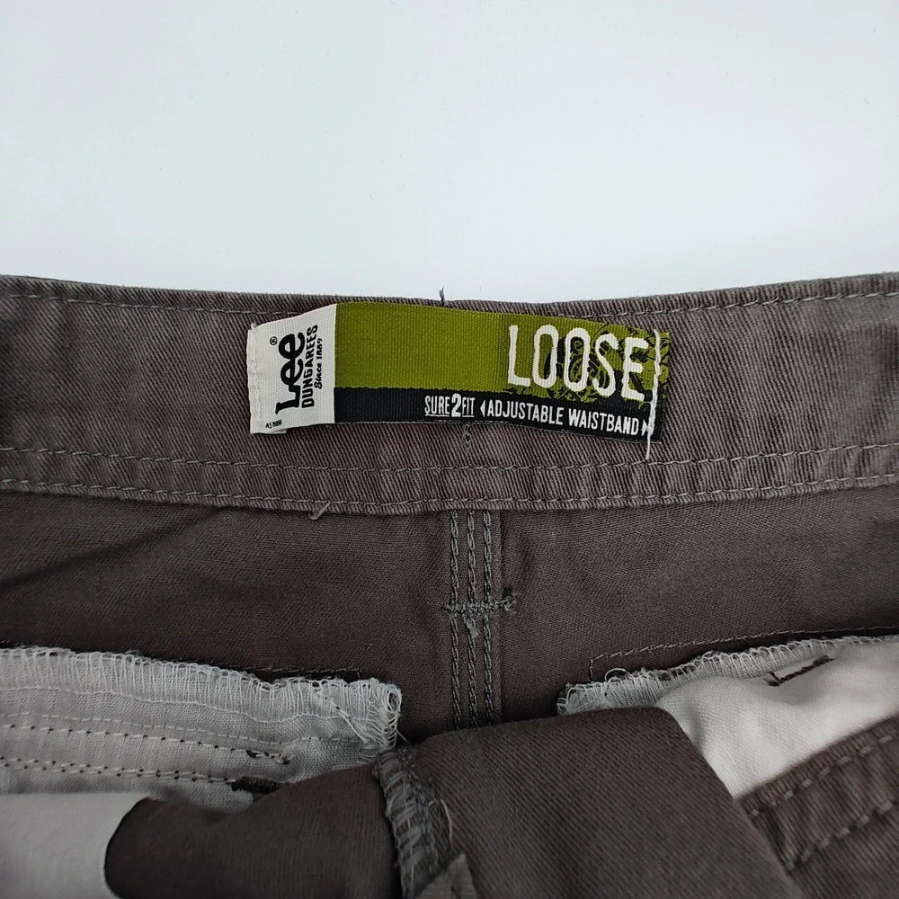Lot 2 Lee‎ Dungarees Youth Cargo Shorts Size 12 Regular w Belts Khaki Gray